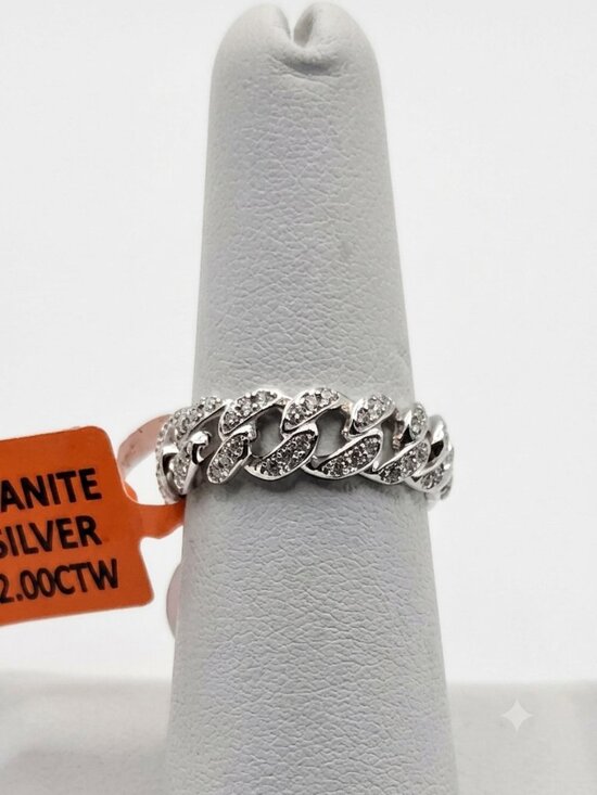 Other - .925 Sterling Silver 2.00CTW Moissanite Iced Out Cuban Link Ring Pass Tester